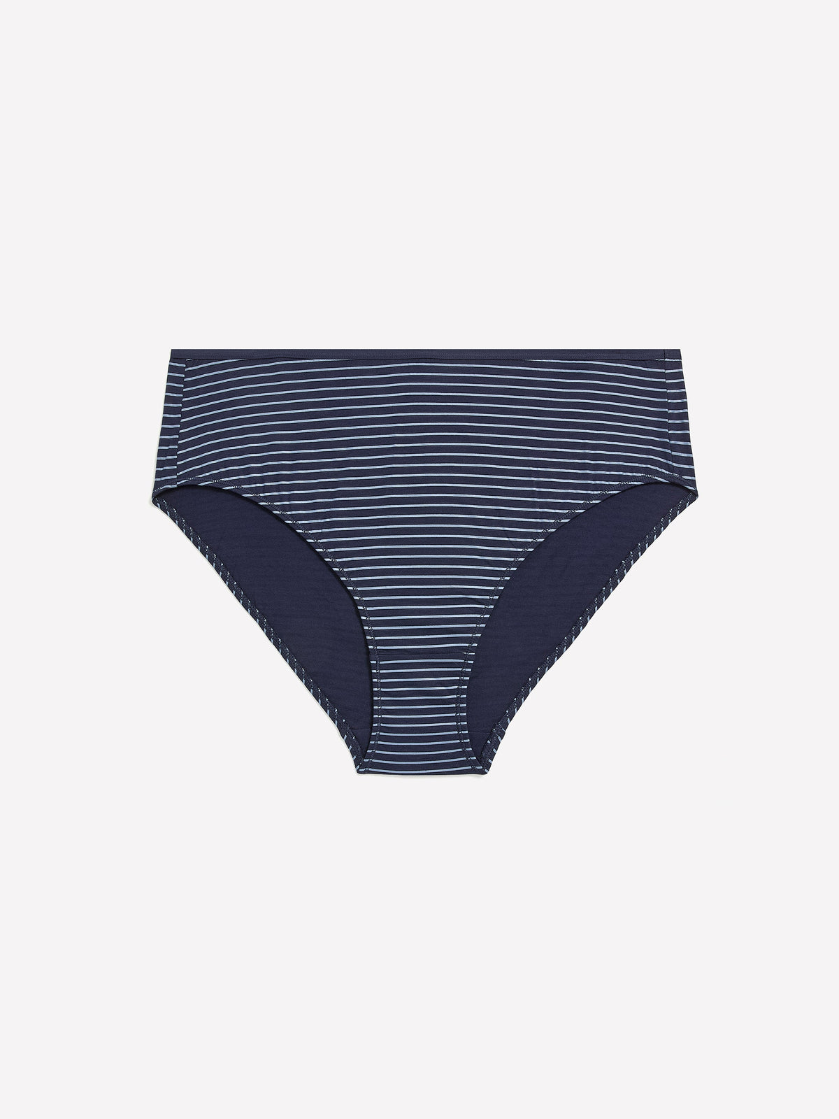 Navy Blue High-Cut Cotton Brief with Stripes - tiVOGLIO