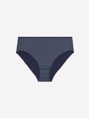 Navy Blue High-Cut Cotton Brief with Stripes - tiVOGLIO