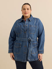 Safari Denim Jacket with Self Belt - d/C Jeans