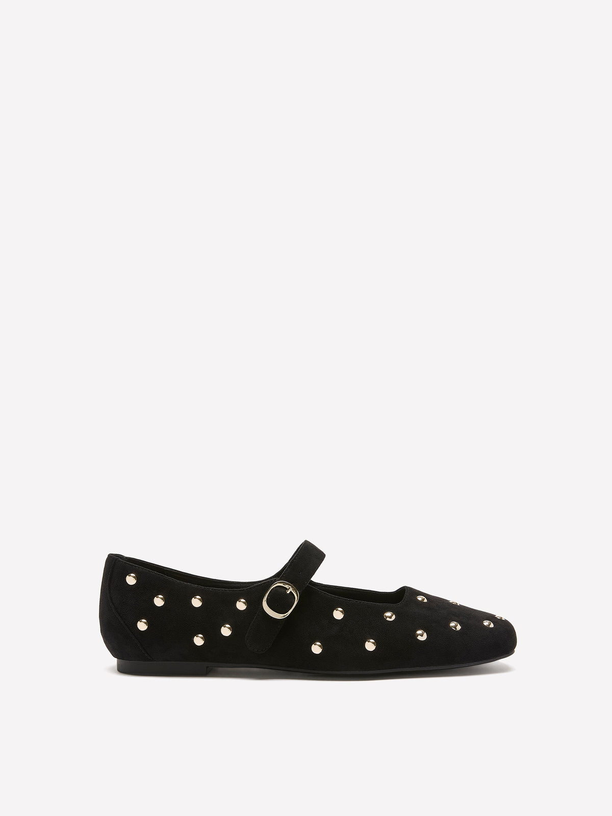 Extra Wide Width, Black Studded Strap Ballerina