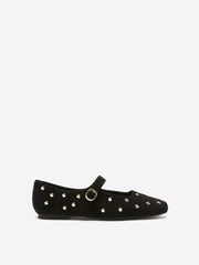 Extra Wide Width, Black Studded Strap Ballerina