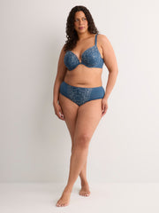 Blue Underwire Plunge Bra with Magnetic Front Closure - Déesse Collection