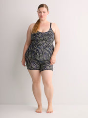 Black Wave-Print Short-Leg Swim Short - Active Zone