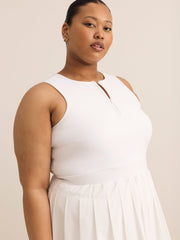 White Pleated Tennis Dress with Open Back - Active Zone