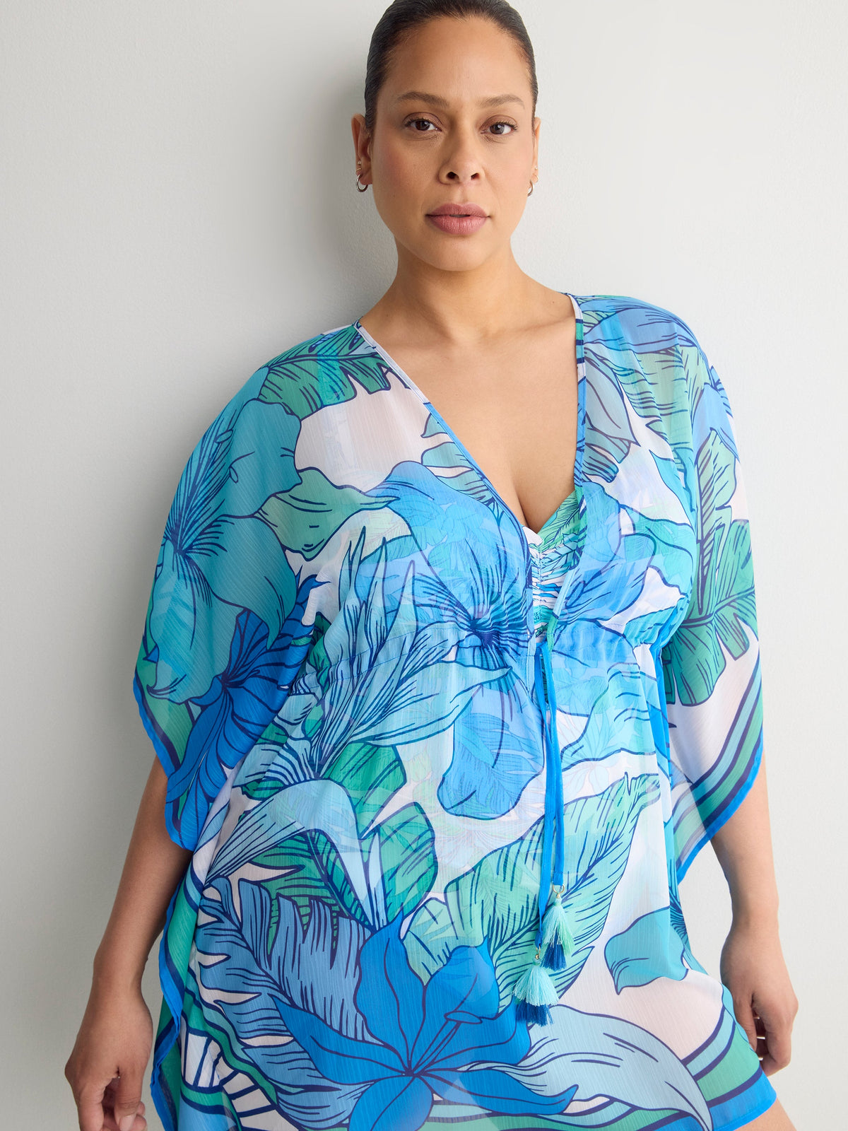 Printed Chiffon Caftan - Bleu by Rod Beattie