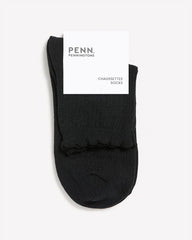 Textured Ankle Socks with Scalloped Edge