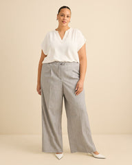 Split Neck Blouse with Extended Sleeves