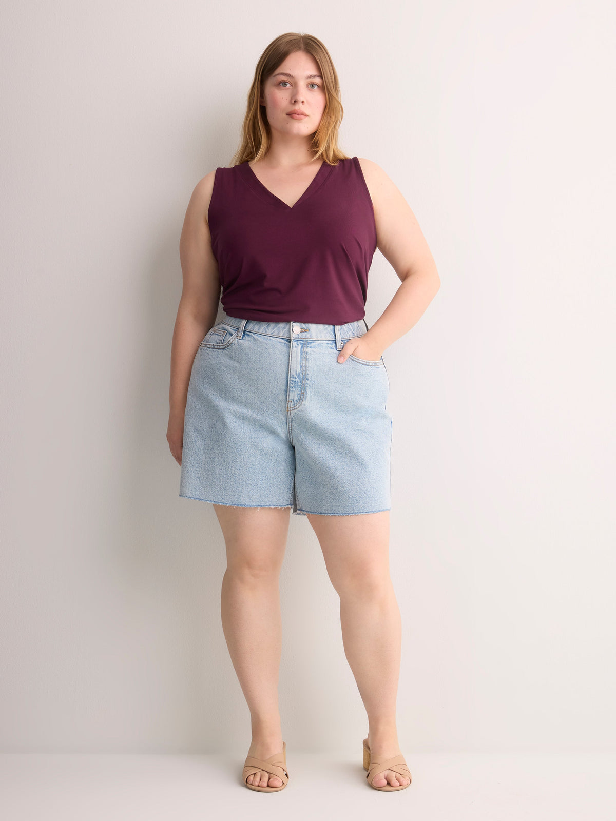 Curvy-Fit High-Rise Denim Shorts