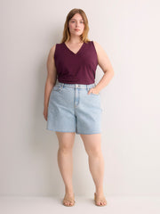 Curvy-Fit High-Rise Denim Shorts