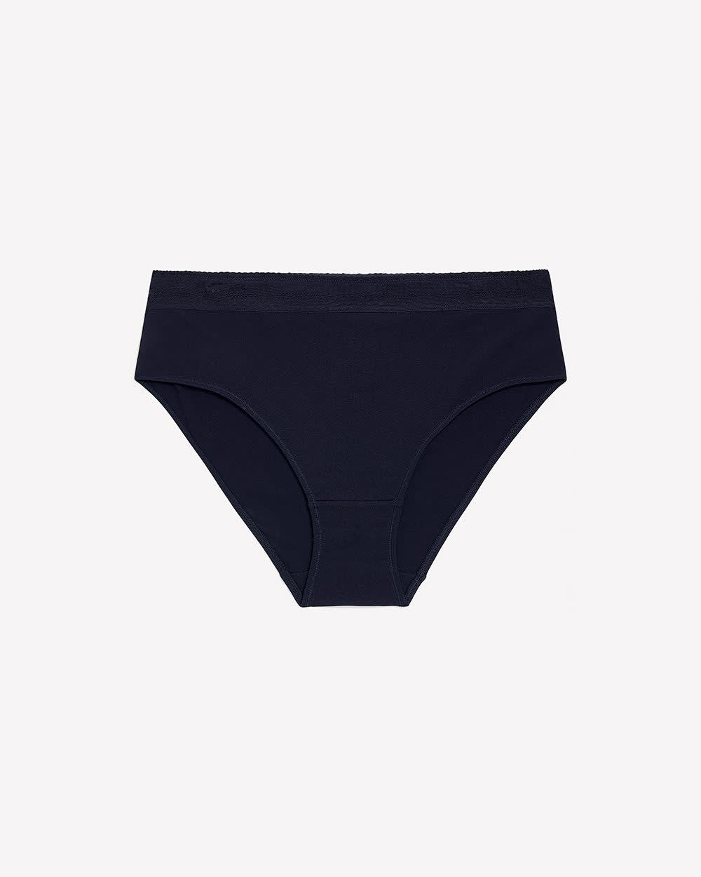 Cotton Blend High-Cut Brief with Wide Lace Elastic - ti Voglio