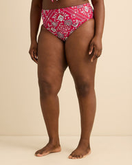 Bandana/Striped High-Rise Reversible Swim Brief