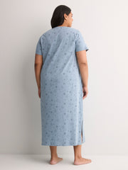 Printed Long Short-Sleeve Sleepshirt - tiVOGLIO