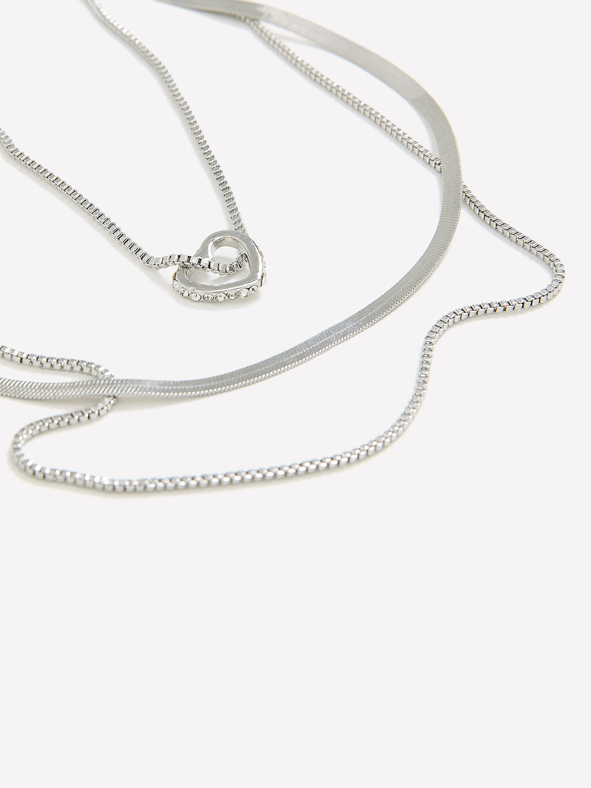Chain Necklaces with Heart Pendant, Set of 3