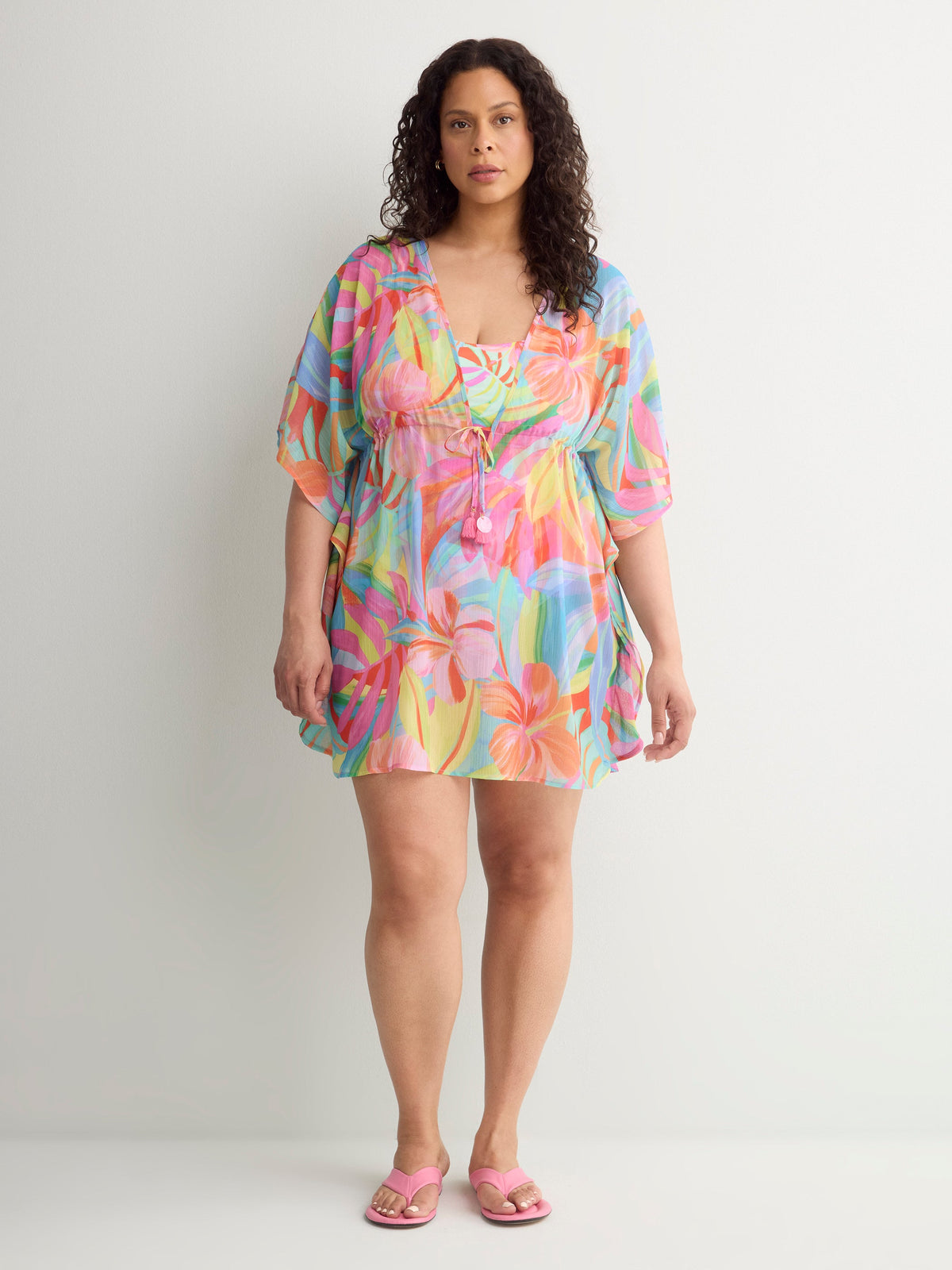 Floral Chiffon Caftan - Bleu by Rod Beattie
