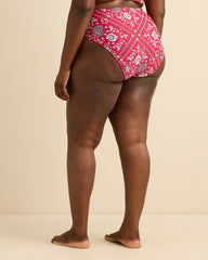 Bandana/Striped High-Rise Reversible Swim Brief