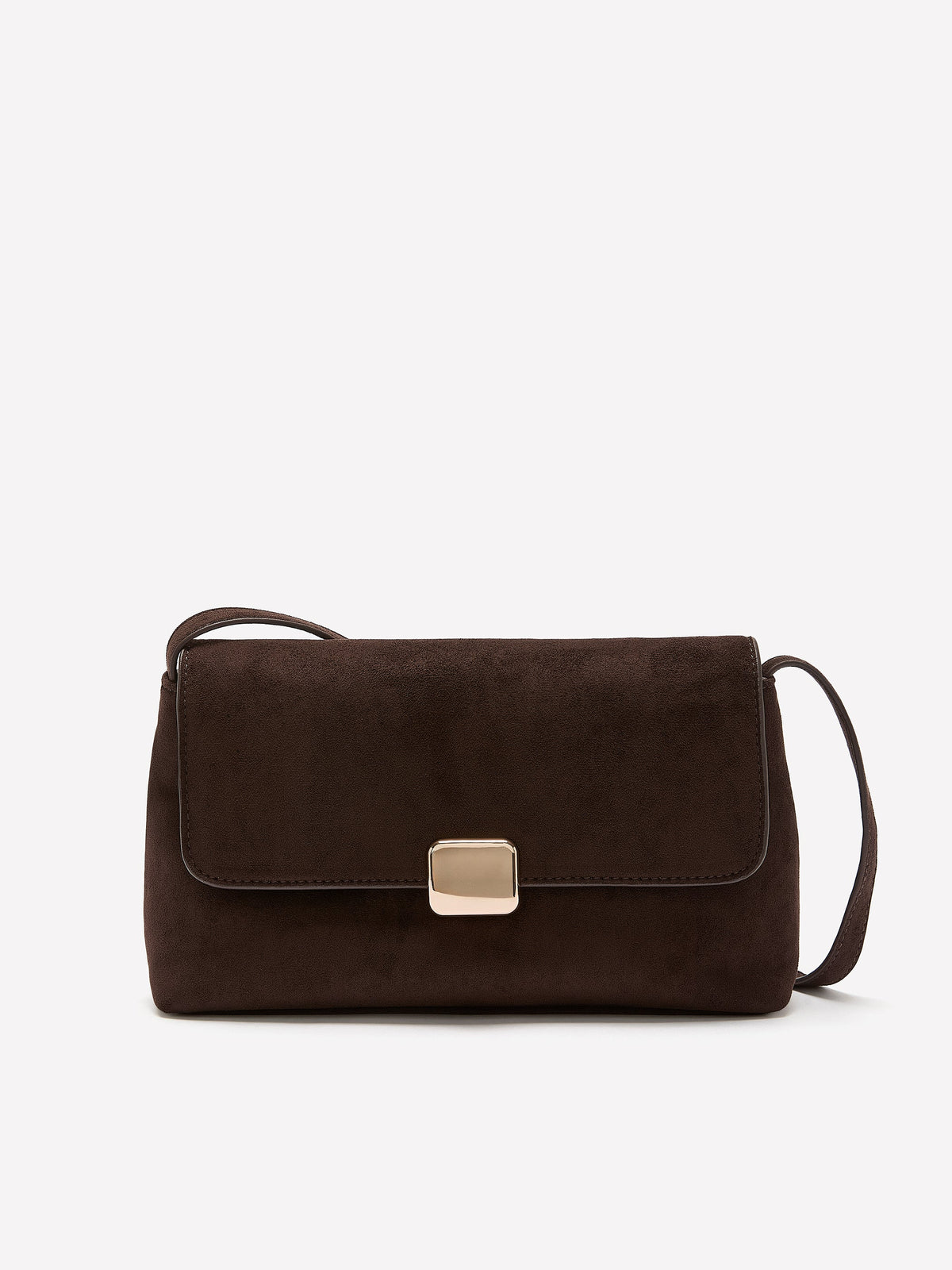 Brown Faux-Suede Crossbody Handbag