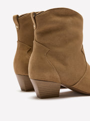 Extra Wide Width, Taupe Block-Heel Western Booties