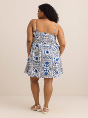 Linen Blend Fit and Flare Sleeveless Dress