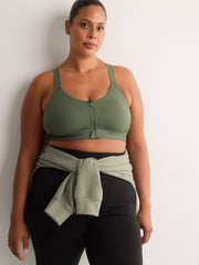 Wireless Medium Support Sports Bra with Front Zip Closure - Active Zone