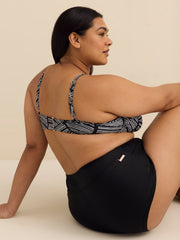 Black High-Waisted Doheny Swim Short - Raisins Curve