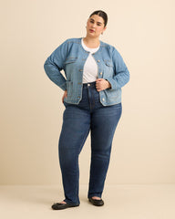 Cropped Collarless Denim Jacket - d/C JEANS