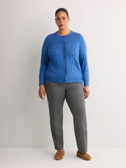Responsible, Buttoned-Down Cotton Blend Crew Neck Cardigan